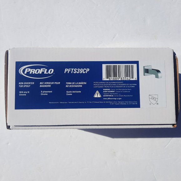 ProFlo PFTS39CP Non Diverter Tub Spout in Polished Chrome, New - Picture 3 of 13